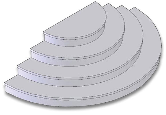 Drawing of pre-cast half-round concrete steps
