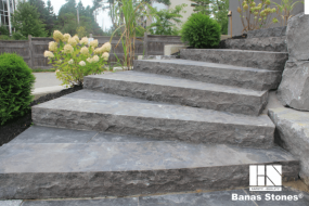 Banas- Chiseled Limestone Step, Antique Black