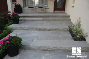 Banas- Chiseled Limestone Step, Slate Grey