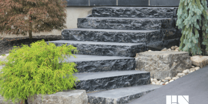 Banas- Chiseled Limestone Step, Kota Black