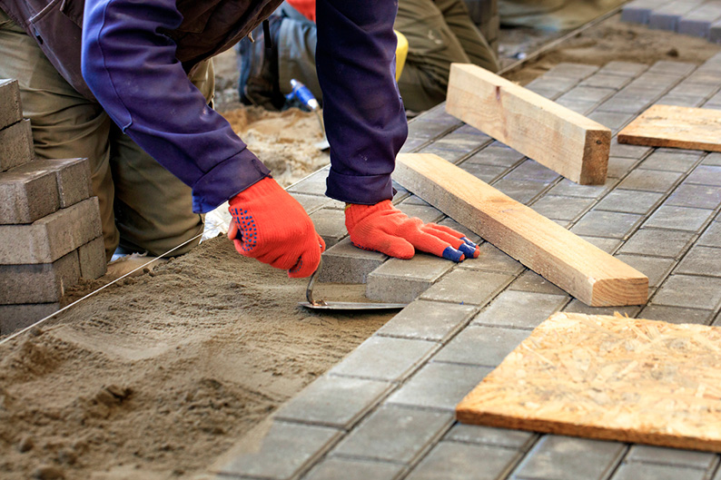 levelling pavers on a walkway